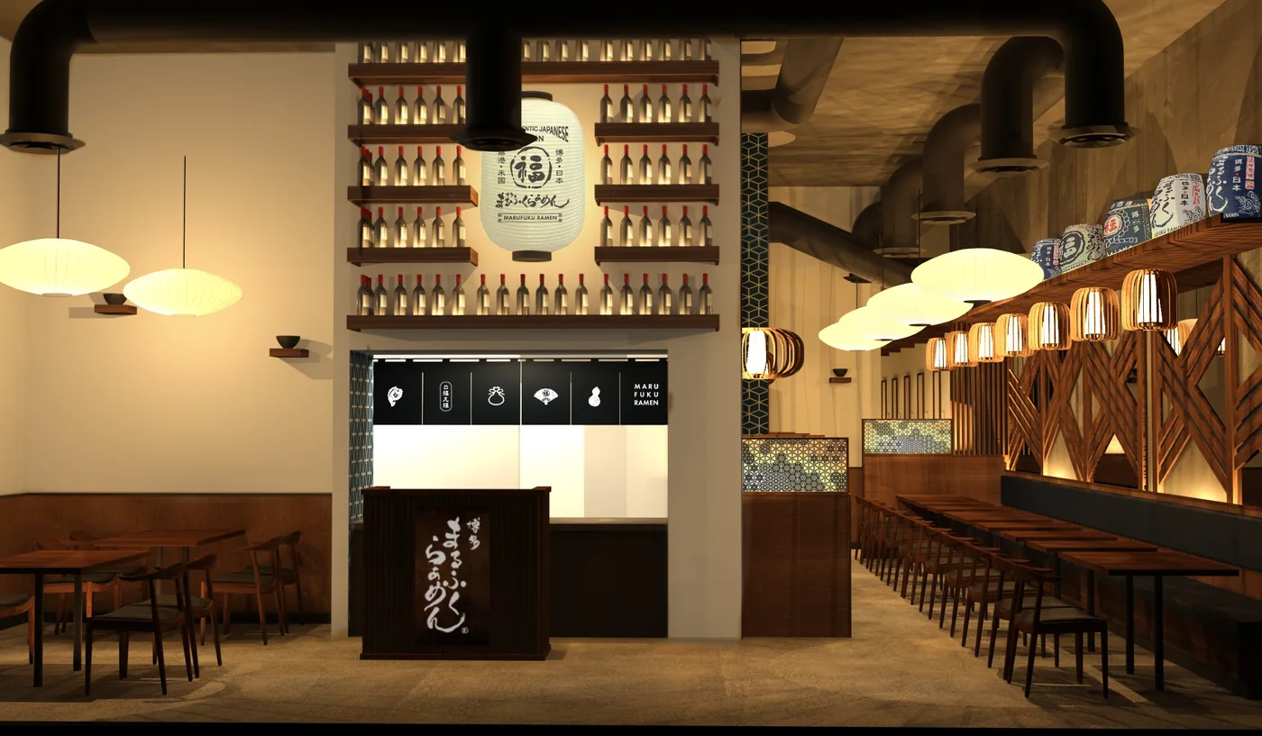 Marufuku Burlingame 官網展示的室內空間宣傳圖