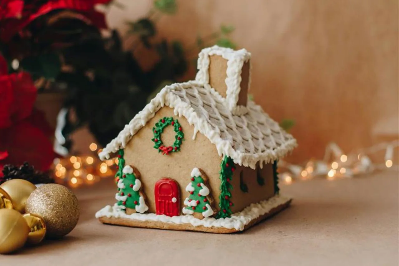 A frosted gingerbread house