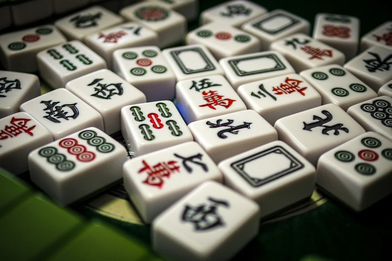 Mahjong tiles, close up
