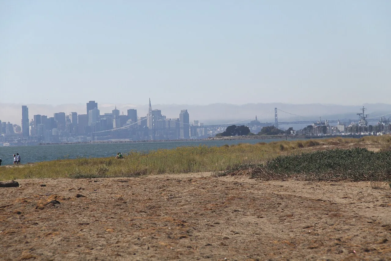 从 Alameda 的 Crown Memorial State Beach 望向旧金山海湾